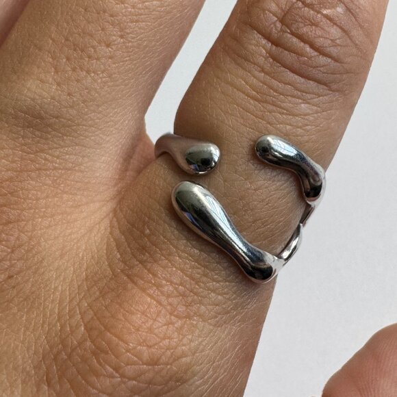 Stainless Steel Molten Drop Ring - Picture 2 of 7